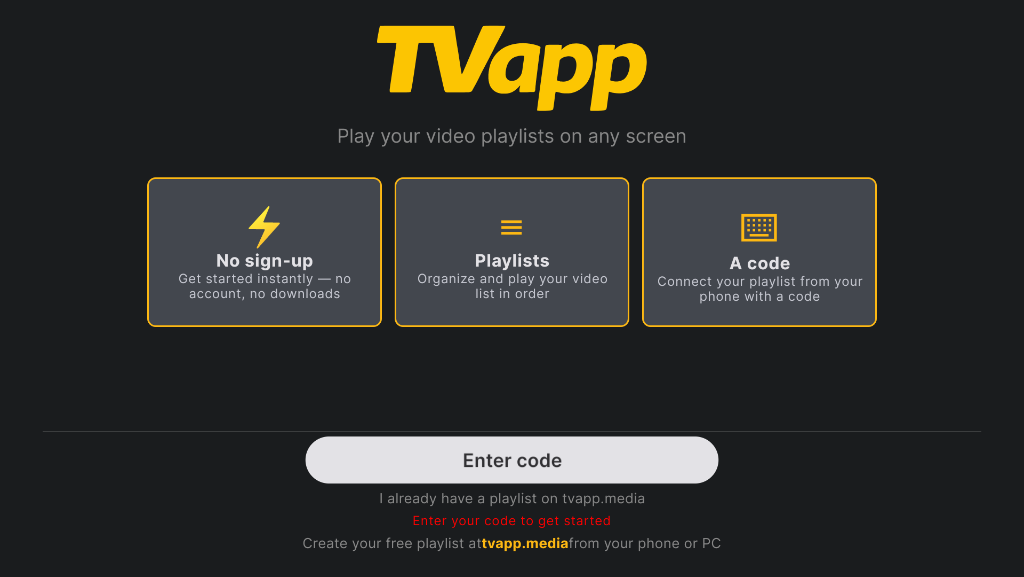TVapp Signage interface